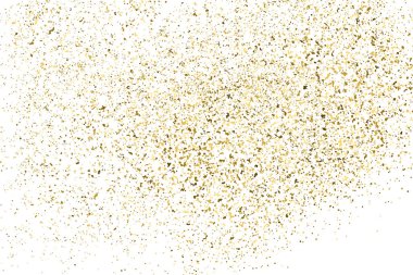 Altın glitter doku üzerinde beyaz izole. Amber parçacıklar renk. Kutlama arka plan. Altın patlama konfeti. Vektör çizim, eps 10.