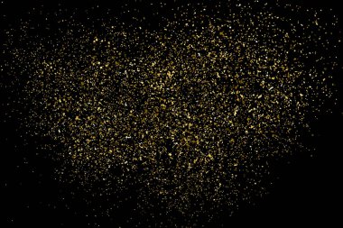 Altın glitter doku siyah izole. Amber parçacıklar renk. Kutlama arka plan. Altın patlama konfeti. Vektör çizim, eps 10.