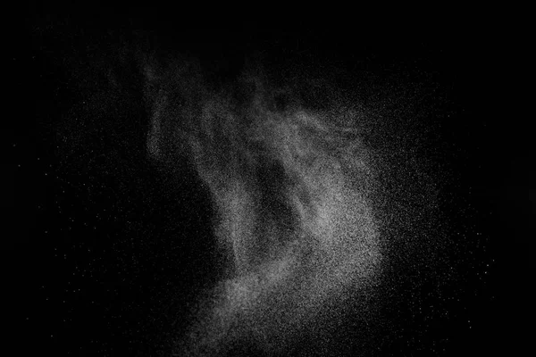 Salpicaduras Abstractas Agua Sobre Fondo Negro Congelar Movimiento Partículas Blancas —  Fotos de Stock