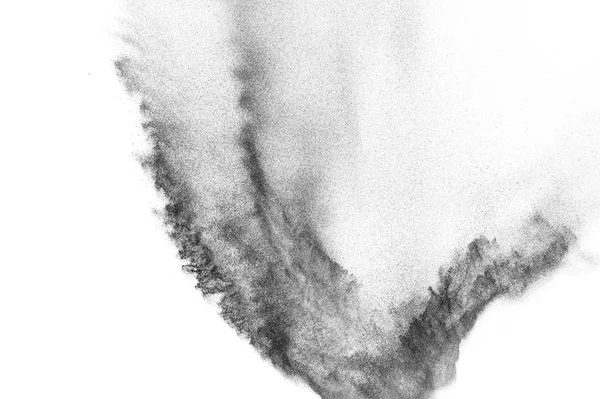 黑色颗粒在白色背景下被隔离 灰尘覆盖纹理 — 图库照片