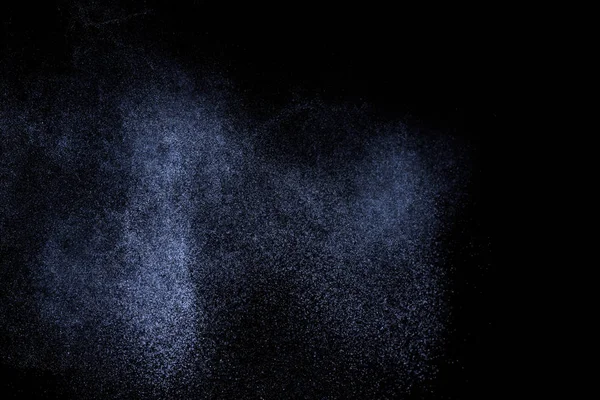 Абстрактні Блакитні Бризки Води Чорному Тлі Заморожувати Рух Білих Частинок — стокове фото