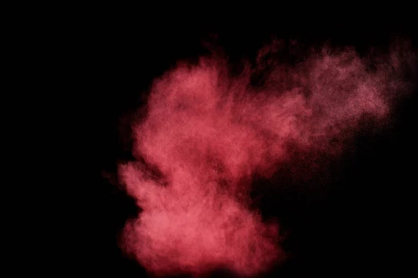 Explosión Polvo Rojo Rosa Sobre Fondo Negro Nube Polvo Colores —  Fotos de Stock