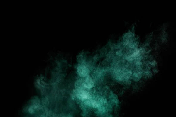 Explosión Polvo Aguamarina Sobre Fondo Negro Nube Polvo Colores Polvo —  Fotos de Stock