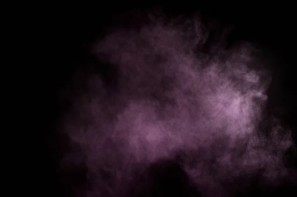 黒の背景に紫の粉塵爆発 色粉の雲 カラフルなダストが爆発します ペイント ホーリー — ストック写真