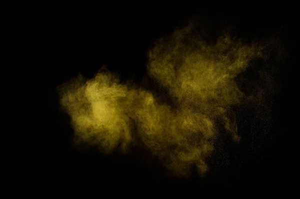 Explosión Polvo Amarillo Sobre Fondo Negro Nube Polvo Colores Polvo — Foto de Stock