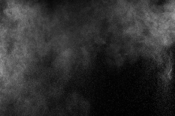 Bloccare Movimento Particelle Bianche Sfondo Nero Esplosione Polvere Struttura Astratta — Foto Stock
