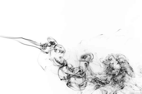 Zmrazit Pohyb Černého Kouře Izolované Bílém Pozadí Abstraktní Vape Mraky — Stock fotografie