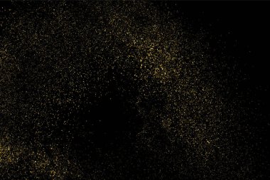 Altın glitter doku siyah izole. Amber parçacıklar renk. Kutlama arka plan. Altın patlama konfeti. Vektör çizim, eps 10.