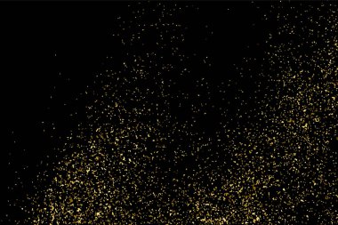 Altın glitter doku siyah izole. Amber parçacıklar renk. Kutlama arka plan. Altın patlama konfeti. Vektör çizim, eps 10.