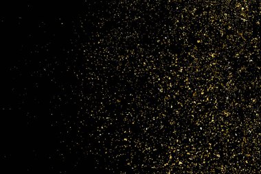 Altın glitter doku siyah izole. Amber parçacıklar renk. Kutlama arka plan. Altın patlama konfeti. Vektör çizim, eps 10.