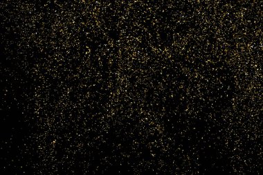 Altın glitter doku siyah izole. Amber parçacıklar renk. Kutlama arka plan. Altın patlama konfeti. Vektör çizim, eps 10.