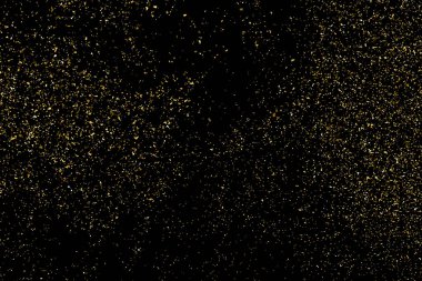 Altın glitter doku siyah izole. Amber parçacıklar renk. Kutlama arka plan. Altın patlama konfeti. Vektör çizim, eps 10.
