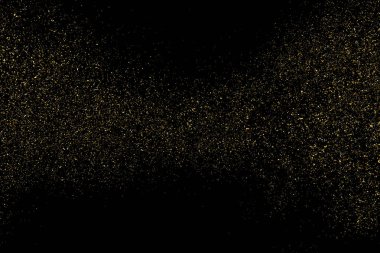 Altın glitter doku siyah izole. Amber parçacıklar renk. Kutlama arka plan. Altın patlama konfeti. Vektör çizim, eps 10.
