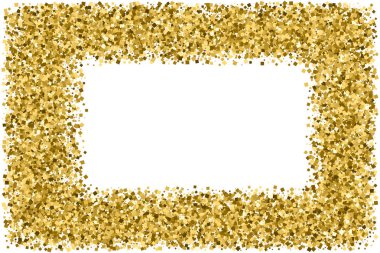 Altın çerçeve glitter doku üzerinde beyaz izole. El ilanı, kart, banner tasarımı, web, kapak, poster için düzenlenebilir bir şablona... Kutlama arka plan. Altın patlama konfeti. Vektör çizim, eps 10.