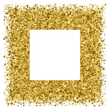 Altın çerçeve glitter doku üzerinde beyaz izole. El ilanı, kart, banner tasarımı, web, kapak, poster için düzenlenebilir bir şablona... Kutlama arka plan. Altın patlama konfeti. Vektör çizim, eps 10.