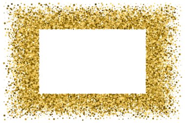 Altın çerçeve glitter doku üzerinde beyaz izole. El ilanı, kart, banner tasarımı, web, kapak, poster için düzenlenebilir bir şablona... Kutlama arka plan. Altın patlama konfeti. Vektör çizim, eps 10.