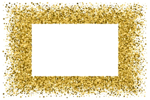 Altın çerçeve glitter doku üzerinde beyaz izole. El ilanı, kart, banner tasarımı, web, kapak, poster için düzenlenebilir bir şablona... Kutlama arka plan. Altın patlama konfeti. Vektör çizim, eps 10.