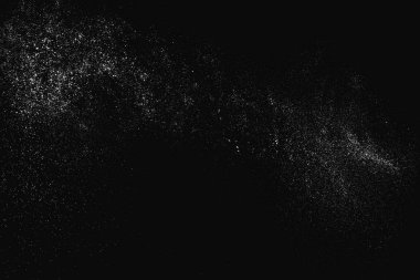 Siyah arka planda izole edilmiş beyaz kumlu doku. Toz tabakası. Açık renkli ses tanecikleri. Kar vektörü elementleri Görüntü, 10 Pound.