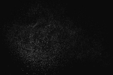 Siyah arka planda izole edilmiş beyaz kumlu doku. Toz tabakası. Açık renkli ses tanecikleri. Kar vektörü elementleri Görüntü, 10 Pound.