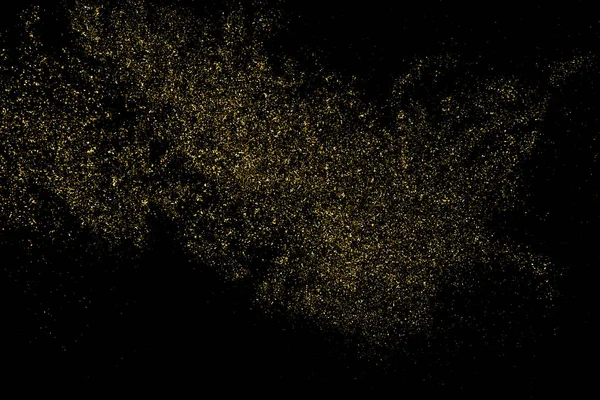 Guld Glitter Textur Isolerad Svart Bärnstensfärg Festlig Bakgrund Gyllene Explosionen — Stock vektor