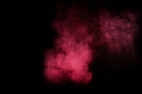 在黑色背景上的红色和粉红色粉末爆炸 彩色的粉末云 多彩的粉尘爆炸 油漆洒红节 — 图库照片