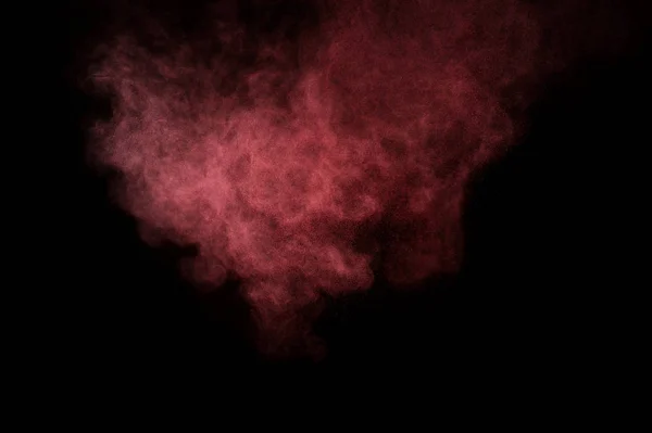 Esplosione Polvere Rossa Rosa Sfondo Nero Nuvola Polvere Colorata Polvere — Foto Stock