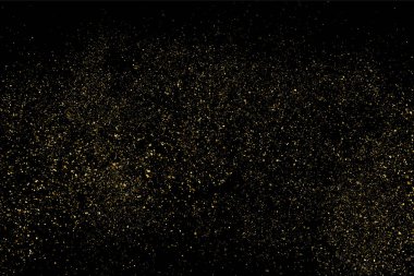 Altın glitter doku siyah izole. Amber parçacıklar renk. Kutlama arka plan. Altın patlama konfeti. Tasarım öğeleri bir bit eşlem. Raster Kopyala.