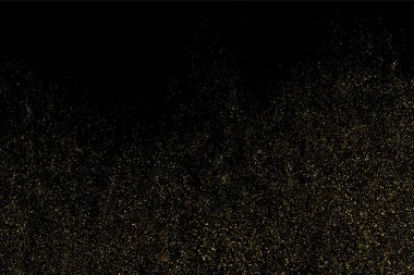 Altın glitter doku siyah izole. Amber parçacıklar renk. Kutlama arka plan. Altın patlama konfeti. Tasarım öğeleri bir bit eşlem. Raster Kopyala.