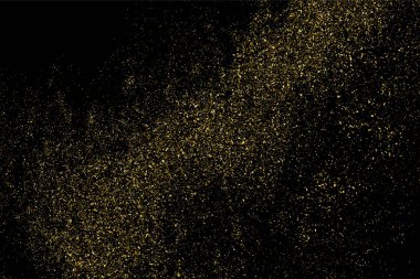 Altın glitter doku siyah izole. Amber parçacıklar renk. Kutlama arka plan. Altın patlama konfeti. Tasarım öğeleri bir bit eşlem. Raster Kopyala.
