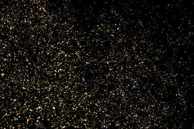 Altın glitter doku siyah izole. Amber parçacıklar renk. Kutlama arka plan. Altın patlama konfeti. Tasarım öğeleri bir bit eşlem. Raster Kopyala.