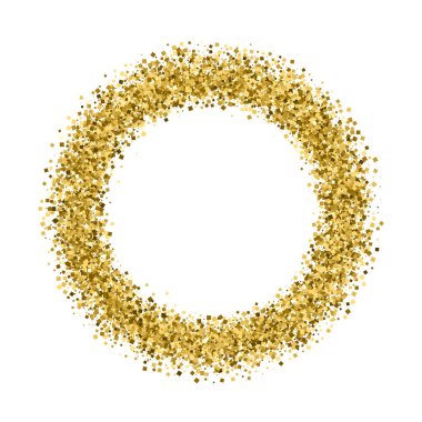 Altın çerçeve glitter doku üzerinde beyaz izole. El ilanı, kart, banner tasarımı, web, kapak, poster için bit eşlem şablonu... Kutlama arka plan. Altın patlama konfeti. Raster Kopyala.