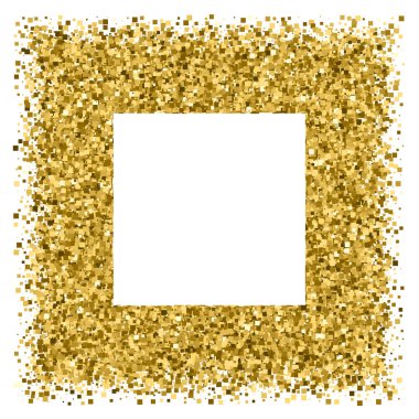 Altın çerçeve glitter doku üzerinde beyaz izole. El ilanı, kart, banner tasarımı, web, kapak, poster için bit eşlem şablonu... Kutlama arka plan. Altın patlama konfeti. Raster Kopyala.