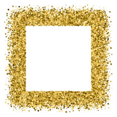 Altın çerçeve glitter doku üzerinde beyaz izole. El ilanı, kart, banner tasarımı, web, kapak, poster için bit eşlem şablonu... Kutlama arka plan. Altın patlama konfeti. Raster Kopyala.