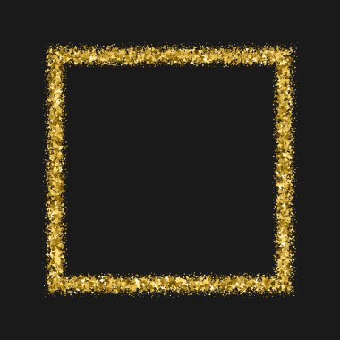 Altın çerçeve glitter doku siyah izole. El ilanı, kart, banner tasarımı, web, kapak, poster için bit eşlem şablonu... Kutlama arka plan. Altın patlama konfeti. Raster Kopyala.