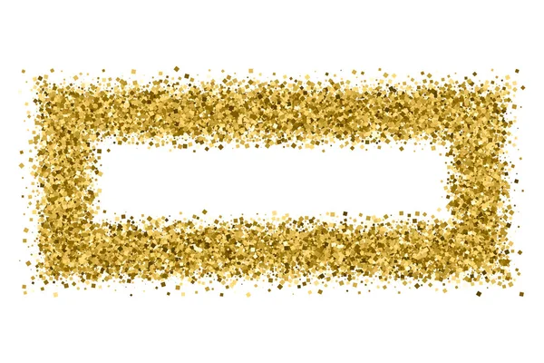 Golden frame glitter texture isolated on white.  Bitmap template for flyer, card, banner design, web, cover, poster.. Celebratory background. Gold explosion of confetti. Raster copy.