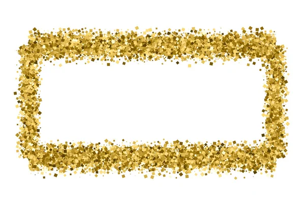 Golden frame glitter texture isolated on white.  Bitmap template for flyer, card, banner design, web, cover, poster.. Celebratory background. Gold explosion of confetti. Raster copy.