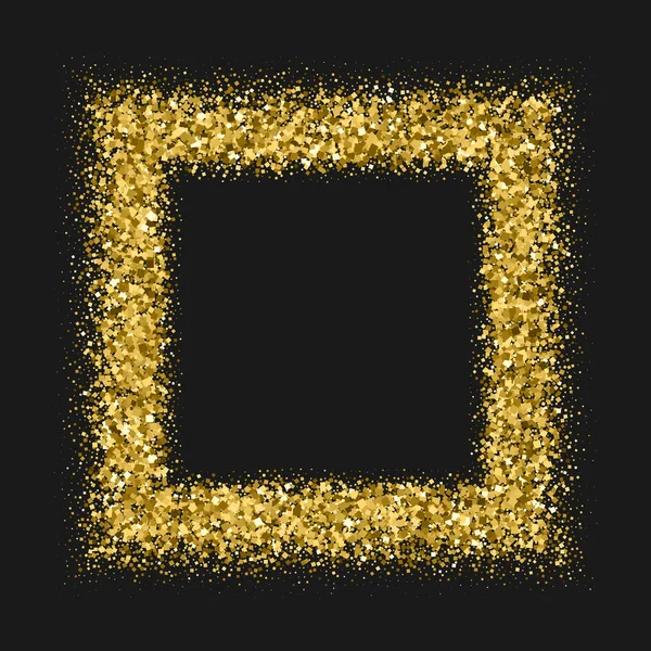 Golden Frame Glitter Texture Isolated Black Bitmap Template Flyer Card — Stock Photo, Image