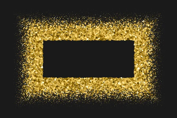 Golden Frame Glitter Texture Isolated Black Bitmap Template Flyer Card — Stock Photo, Image