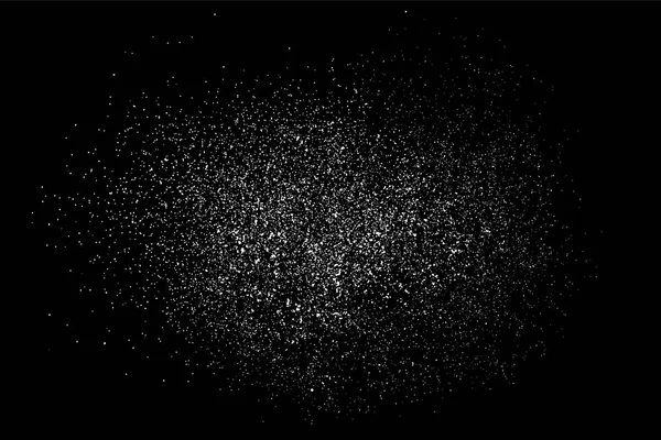 White Grainy Texture Isolated Black Background Dust Overlay Light Coloured — Stock Photo, Image