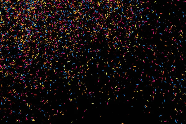 Explosão Colorida Confete Grainy Abstrato Textura Multicolorida Isolado Fundo Preto — Fotografia de Stock