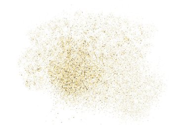 Altın Glitter doku üzerinde beyaz izole. Amber parçacıklar renk. Kutlama arka plan. Altın patlama konfeti. Tasarım öğesi. Vektör çizim, Eps 10.