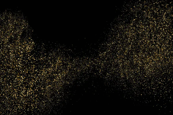 Gold Glitter Textur Isoliert Auf Schwarz Bernsteinpartikel Farbe Feierlicher Hintergrund — Stockvektor