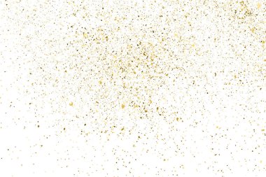 Altın Glitter doku üzerinde beyaz izole. Amber parçacıklar renk. Kutlama arka plan. Altın patlama konfeti. Tasarım öğesi. Vektör çizim, Eps 10.