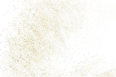 Altın Glitter doku üzerinde beyaz izole. Amber parçacıklar renk. Kutlama arka plan. Altın patlama konfeti. Tasarım öğesi. Vektör çizim, Eps 10.