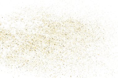 Altın Glitter doku üzerinde beyaz izole. Amber parçacıklar renk. Kutlama arka plan. Altın patlama konfeti. Tasarım öğesi. Vektör çizim, Eps 10.