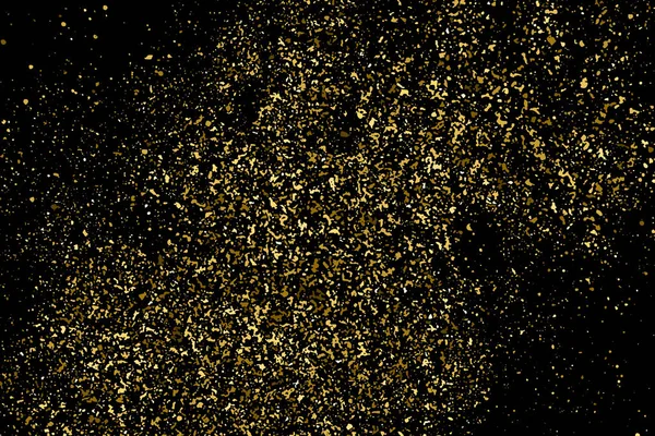 Gold Glitter Textur Isoliert Auf Schwarz Bernsteinpartikel Farbe Feierlicher Hintergrund — Stockvektor