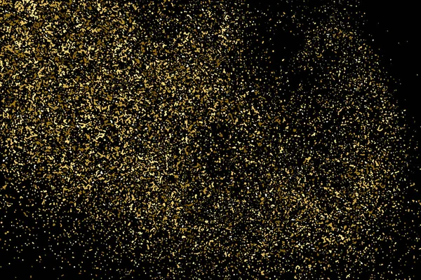 Gold Glitter Texture Isolated On Black. Amber Particles Color. Celebratory Background. Golden Explosion Of Confetti. Design Element. Vector Illustration, Eps 10.