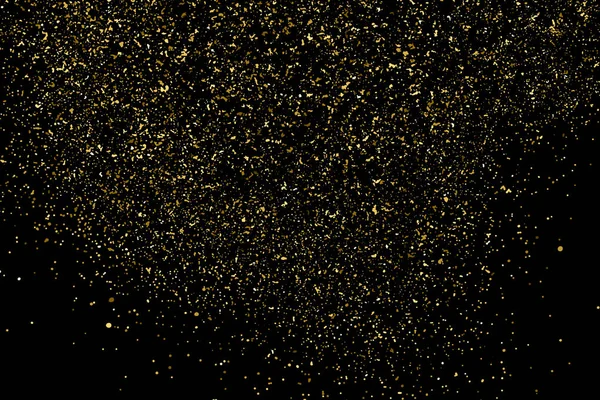 Gold Glitter Textur Isoliert Auf Schwarz Bernsteinpartikel Farbe Feierlicher Hintergrund — Stockvektor