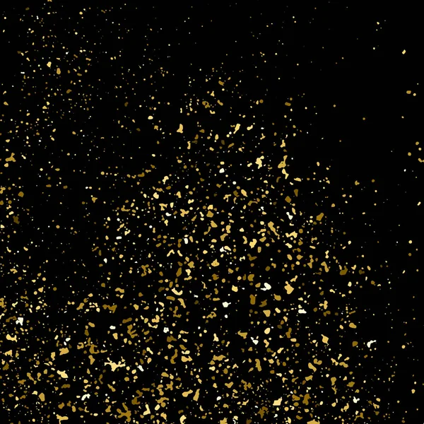 Texture Glitter Oro Isolato Nero Colore Delle Particelle Ambra Sfondo — Vettoriale Stock