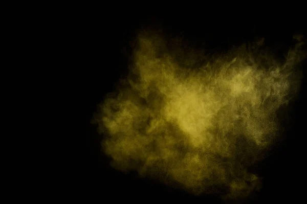 Explosión Polvo Amarillo Sobre Fondo Negro Nube Polvo Colores Polvo —  Fotos de Stock